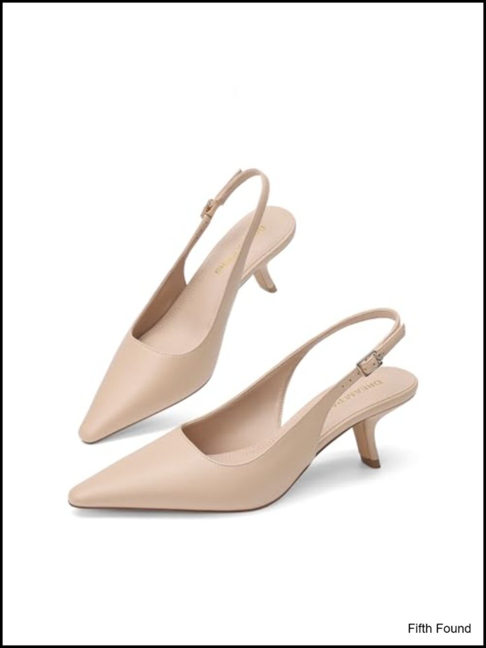Slingback Kitten Heels Pointed Toe Faux Leather Pumps